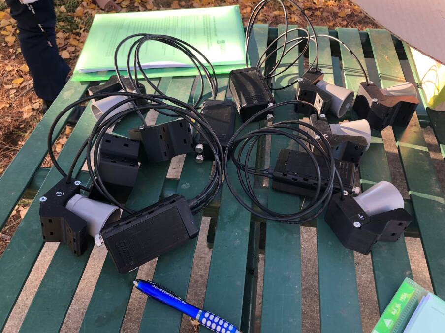 The devices that will be fitted to 20 Canberra cyclists. Photo: Supplied