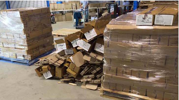 Photos of the AEC's dock area during the botched recount process in Western Australia. Photo: Supplied: AEC report