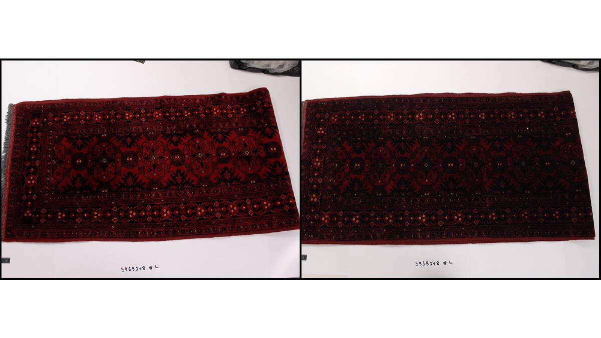 The rug that was allegedly missing from the house when authorities arrived. Photo: Supplied