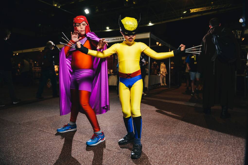 Alexey Grudnoff, 12, dressed as Magneto, with her brother, James, 10, dressed as Wolverine at last year's GAMMA.CON. Photo: Rohan Thomson