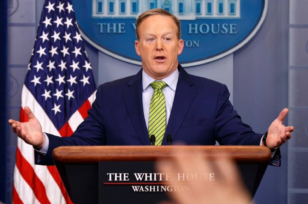 White House press secretary Sean Spicer pushed Trump's message on the media's reporting on terror attacks.  Photo: AP