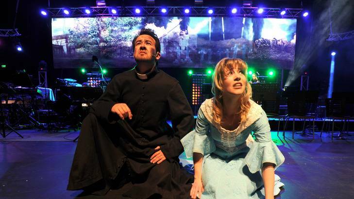 Simon Stone as the parson and Sarah Golding as his wife in Jeff Wayne's Musical Version of The War of the Worlds. Photo: Graham Tidy