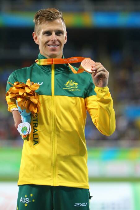 Roeger with his bronze medal at this year's Rio Paralympics. Photo: Lucas Uebel