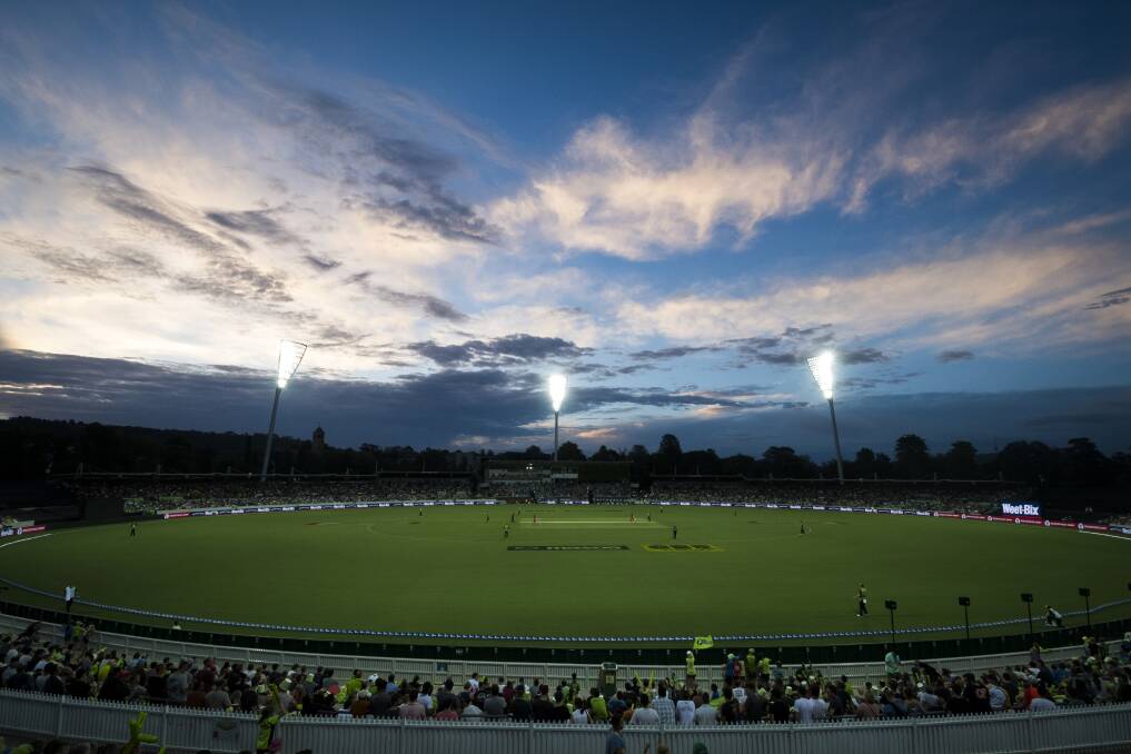 The Big Bash match between Sydney Thunder and Melbourne Renegades at Manuka Oval earlier this year.  Photo: Dion Georgopoulos