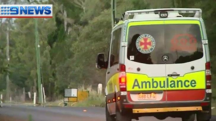 An ambulance has taken an injured cyclist to Princess Alexandra Hospital. Photo: Nine News