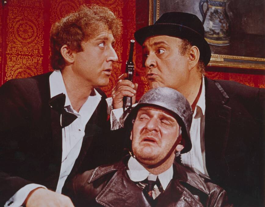 Gene Wilder, left, Kenneth Mars, front, and Zero Mostel, Kenneth Mars in the 1968 film <i>The Producers</i>. Photo: Entertainment Pictures