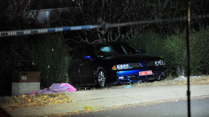 The car involved in the death of a pedestrian in Campbell. Photo: Karleen Minney