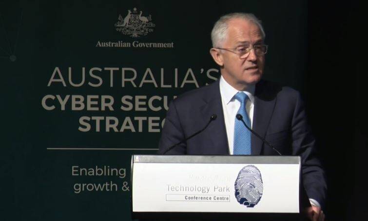 Prime Minister Malcolm Turnbull announces the new cyber security policy. Photo: Fairfax Media