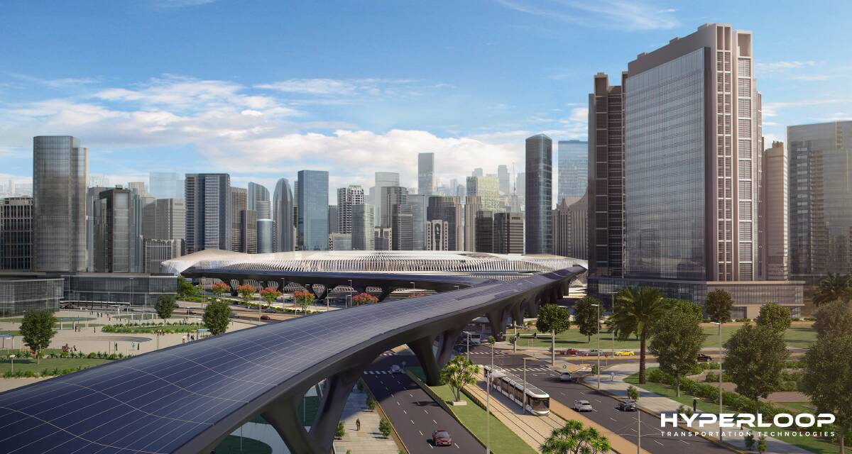 An artist's impression of what a hyperloop station could look like. Photo: Hyperloop Transportation Technologies