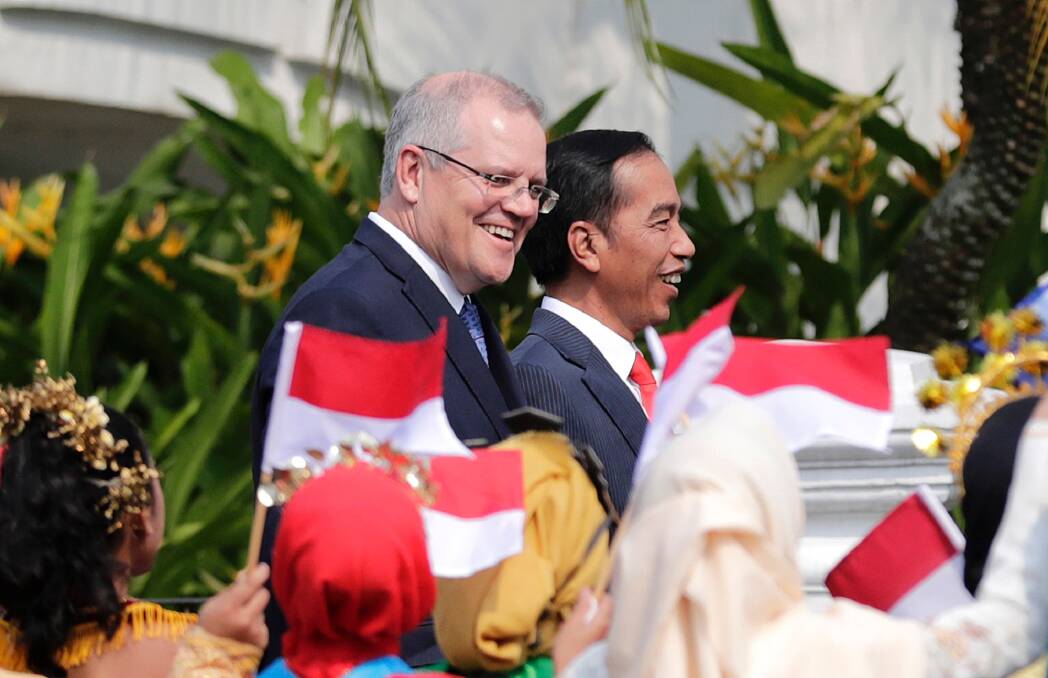 Scott Morrison and Indonesian President Joko Widodo, during Mr Morrison's August trip to Indonesia. Photo: AP