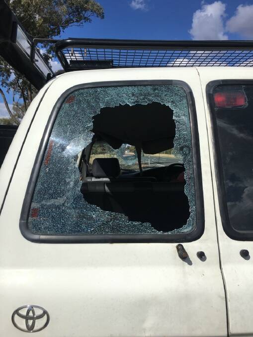 The projectile went straight through the four-wheel-drive. Photo: Queensland Police Service