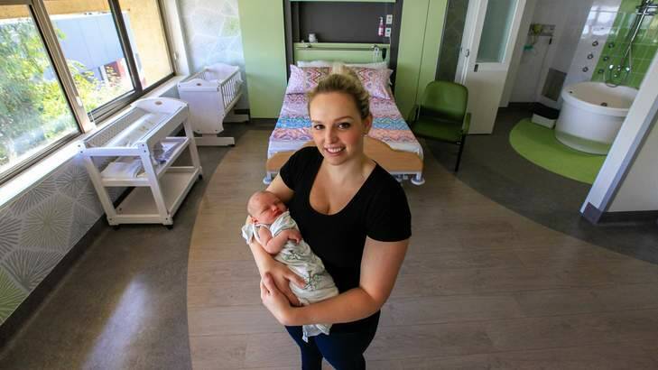Celeste Dalwood of Dunlop was the first mother to use the new facilities, giving birth to her now two-day old baby girl Lyla. Photo: Katherine Griffiths