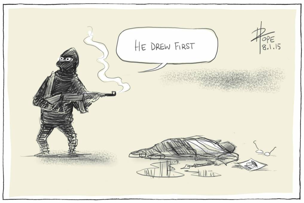David Pope's Charlie Hebdo cartoon, that resonated around the world on January 8, 2015.  Photo: David Pope