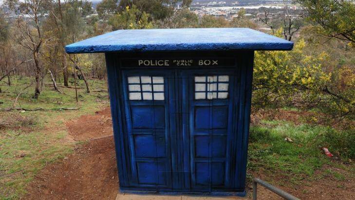 A mystery Doctor Who TARDIS appears near the Red Hill Lookout. Photo: Graham Tidy