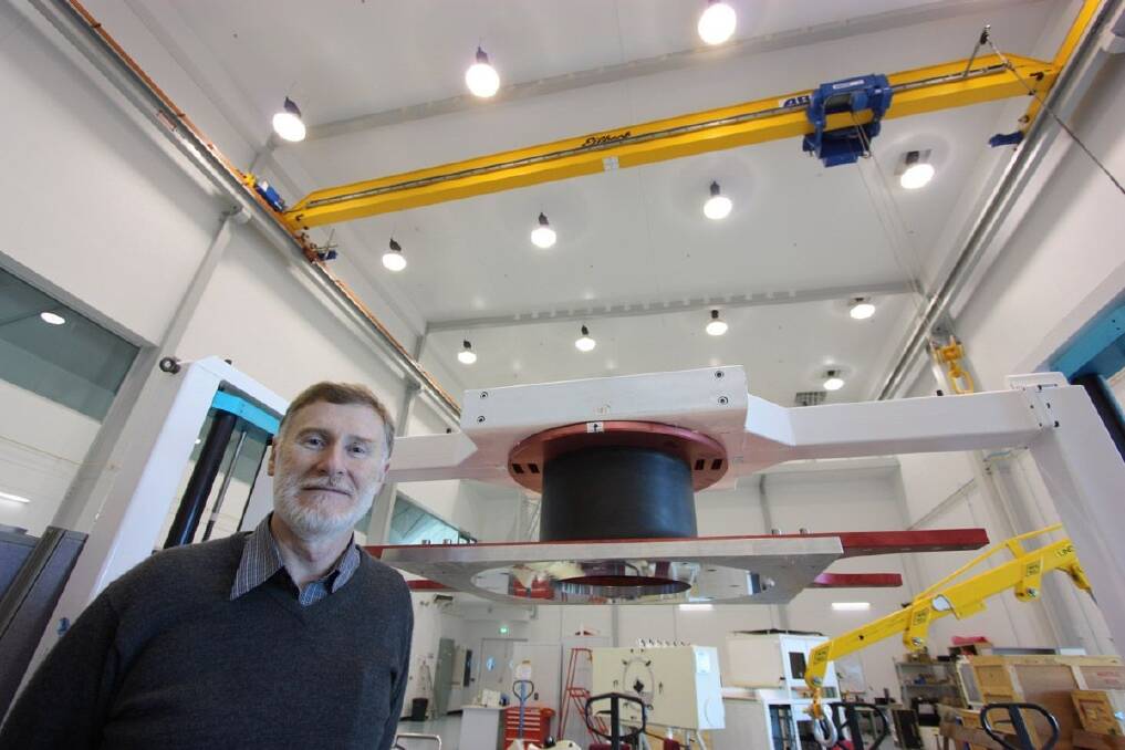 Professor Peter McGregor in the instrument assembly hall of the Advanced Instrumentation and Technology Centre at Mount Stromlo. Photo: ScienceWise ANU
