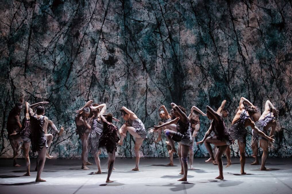 A scene from <i>Dark Emu</i> with Bangarra Dance theatre Ensemble. Photo: Daniel Boud