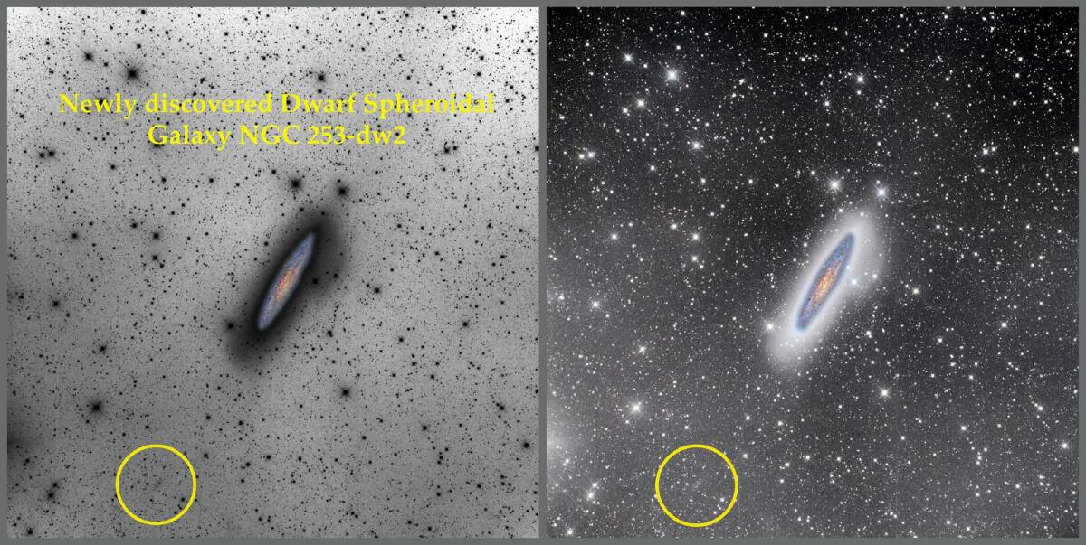 Astronomical images of the new galaxy (circled). Photo: Michael Sidonio