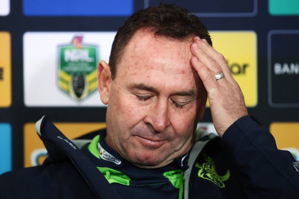 The Canberra Raiders, including coach Ricky Stuart, have come under fire after a disappointing season. Photo: AAP