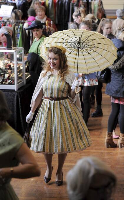 Laura Jane Aulsebrook dressed in her vintage outfit, took first prize in the Ms. Vintage
Canberra competition. Photo: Graham Tidy