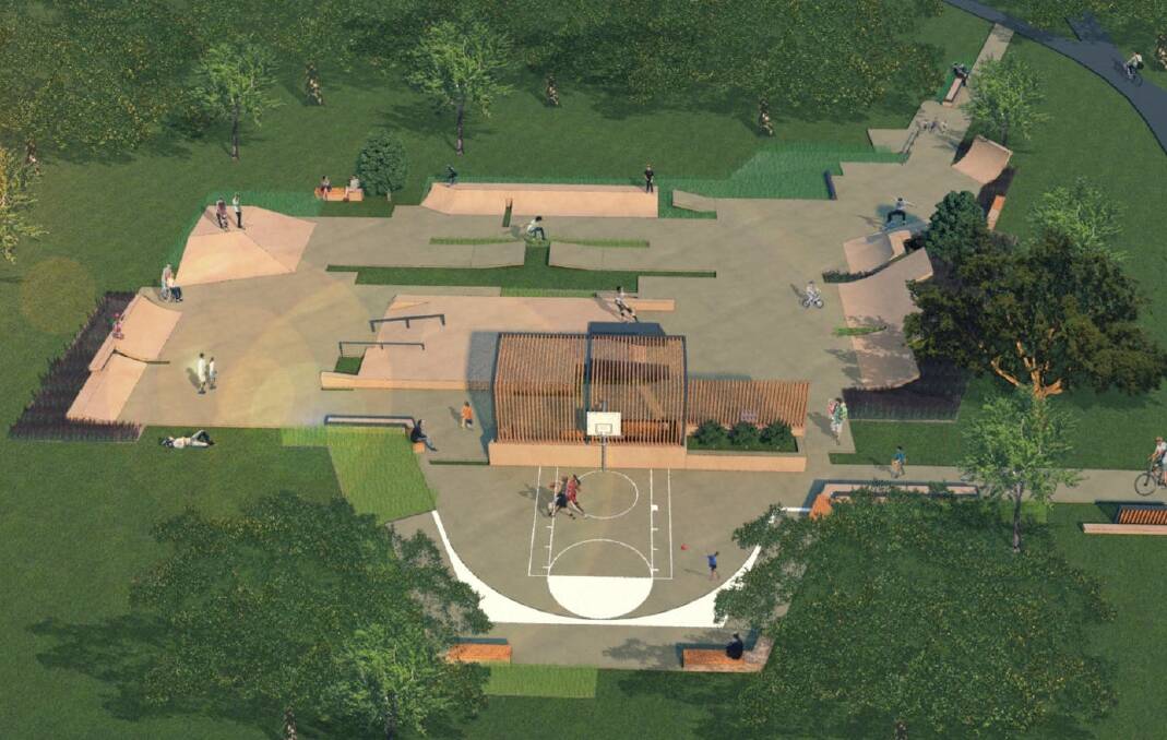 A design concept for the children's skate and basketball facilities at Rushcutters Bay Park that won approval at a Woollahra Council committee meeting on Monday. Photo: Supplied