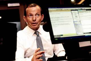 Prime Minister Tony Abbott speaking to Neil Mitchell on radio 3AW . Photo: Penny Stephens PKS