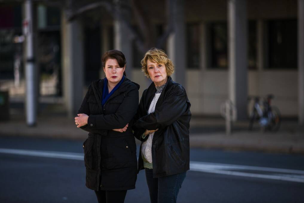 (From left) Brianna Heseltine, from the Fluffy Owners and Residents' Action Group, and Felicity Prideaux, of the Fluffy Full Disclosure group, are angry at the way Fluffy addresses were released. Photo: Jamila Toderas