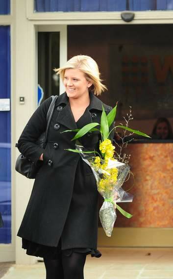 WIN TV news presenter Danielle Post leaving the WIN TV Canberra office. Photo: Katheirne Griffiths