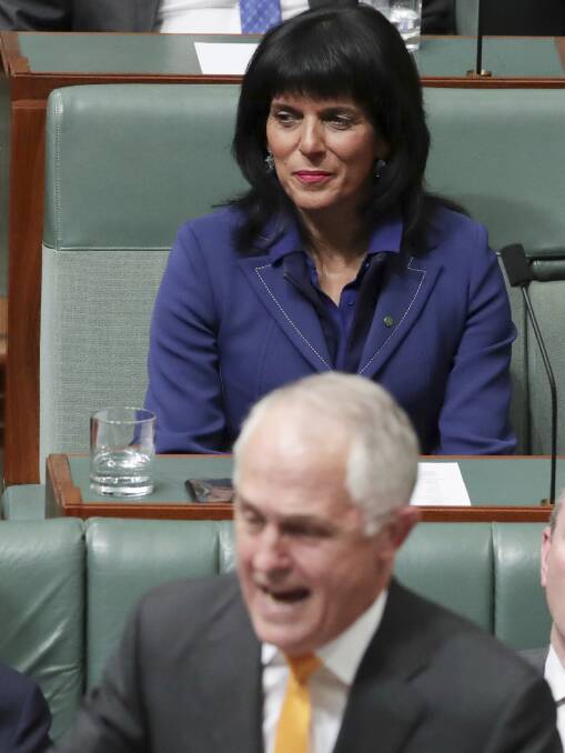 Happier time: Liberal MP Julia Banks and then prime minister Malcolm Turnbull in Parliament. Photo: Andrew Meares