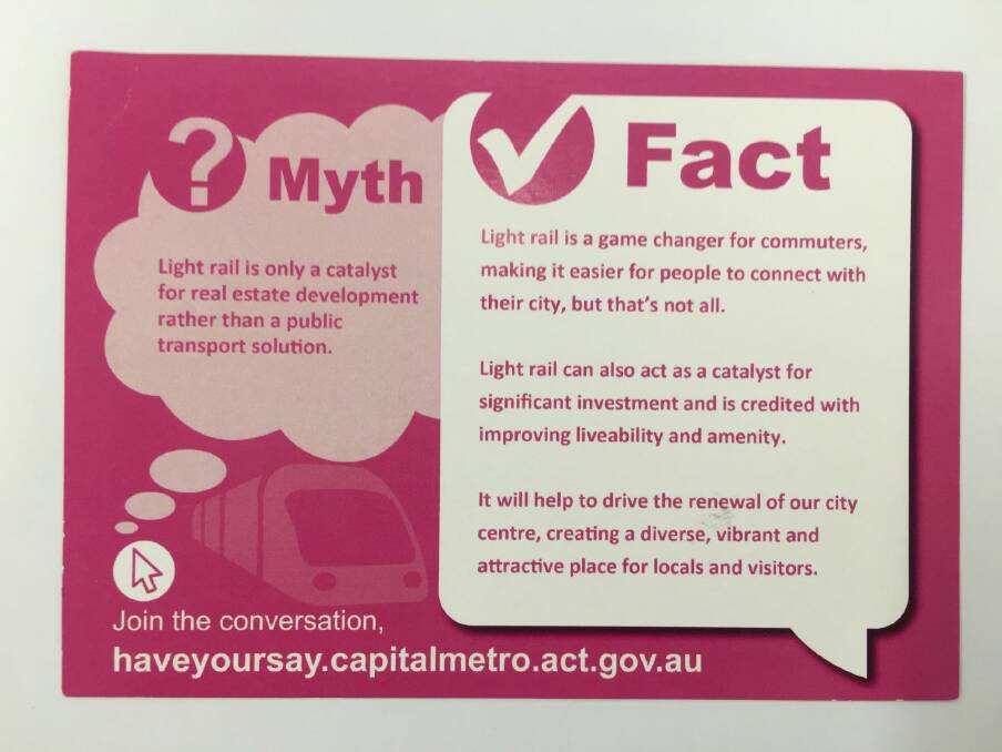 Myth buster postcards had to be pulped after intervention from the ACT Electoral commissioner.