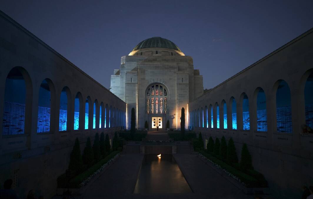 The Australian War Memorial Commemorative Area will be illuminated to commemorate the 100-year anniversary of the Gallipoli landing. Photo: Supplied