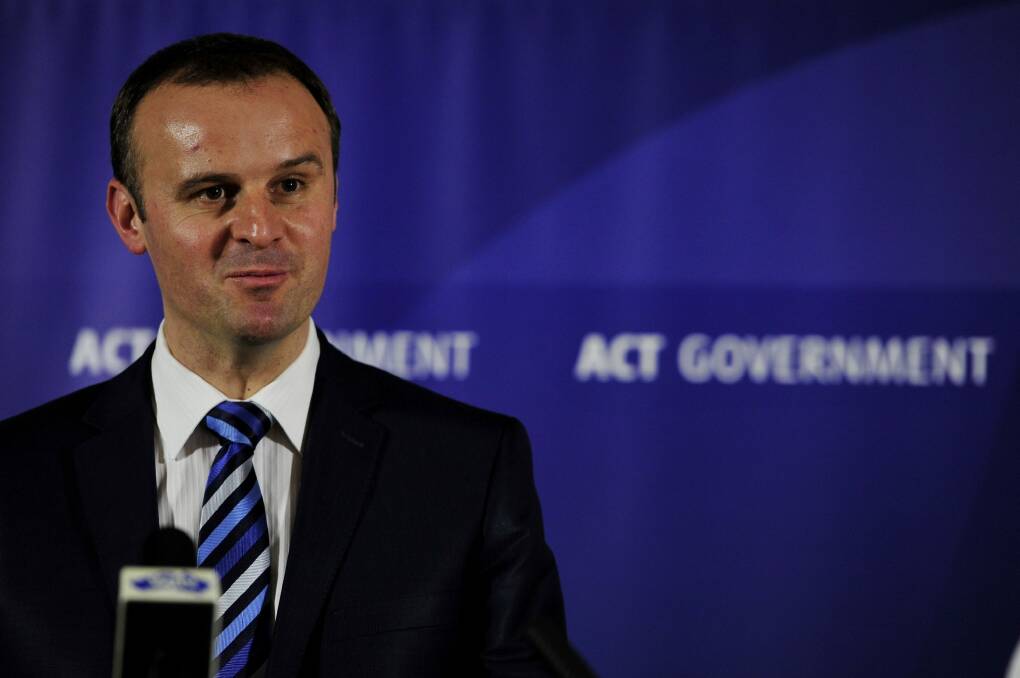 ACT Chief Minister Andrew Barr, delivering the June budget Photo: Jay Cronan