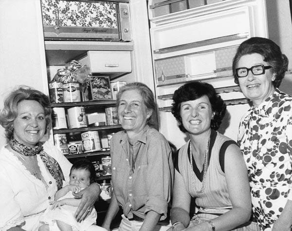 A fridge and groceries are donated to the refuge in 1979.  Photo: CANBERRA TIMES