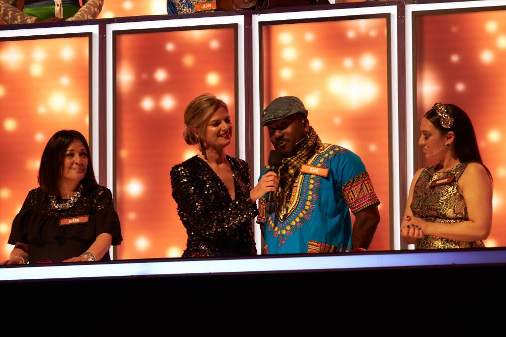 Rapper Kayo Marbilus gives feedback to host Julia Zemiro on 'All Together Now'. Photo: Channel 7