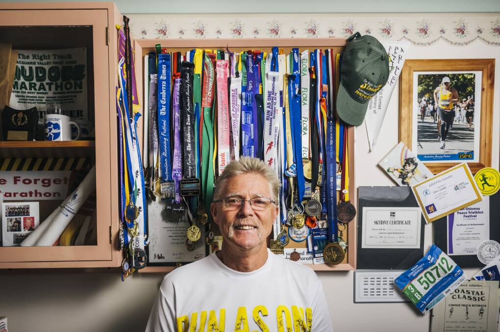 Chris Gamble, of Palmerston, who has run 97 marathons. The Canberra Marathon in April 2015 is set to be his 100th.  Photo: Rohan Thomson