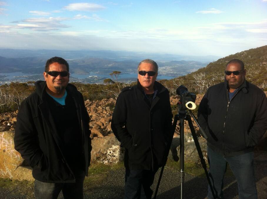 High-altitude work: From left, Murray Lui, Steven McGregor  and David Tranteron on location for the second series of  Art and Soul.