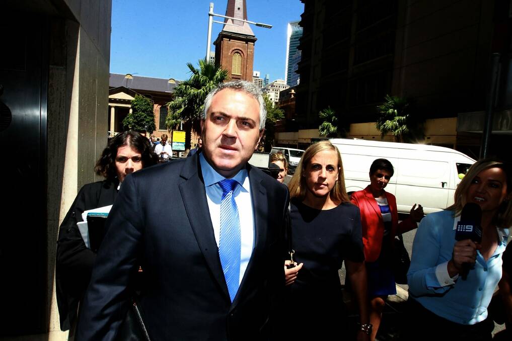 Joe Hockey outside the Federal Court during the defamation trial proceedings. Photo: Ben Rushton