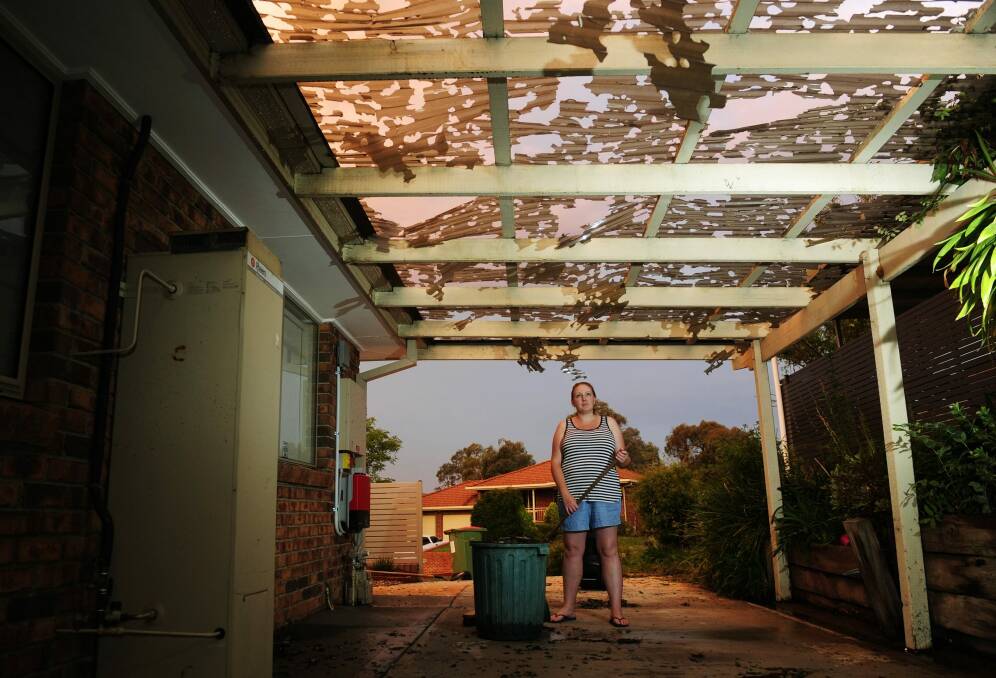 Kristel Shelley's home in Queanbeyan was significantly damaged by the hail storm on Thursday night.  Photo: Melissa Adams