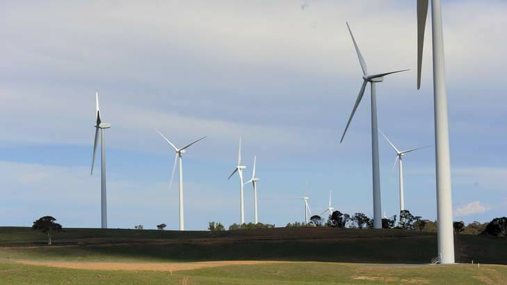 Turbines at a wind farm at Gunning. Photo: Graham Tidy