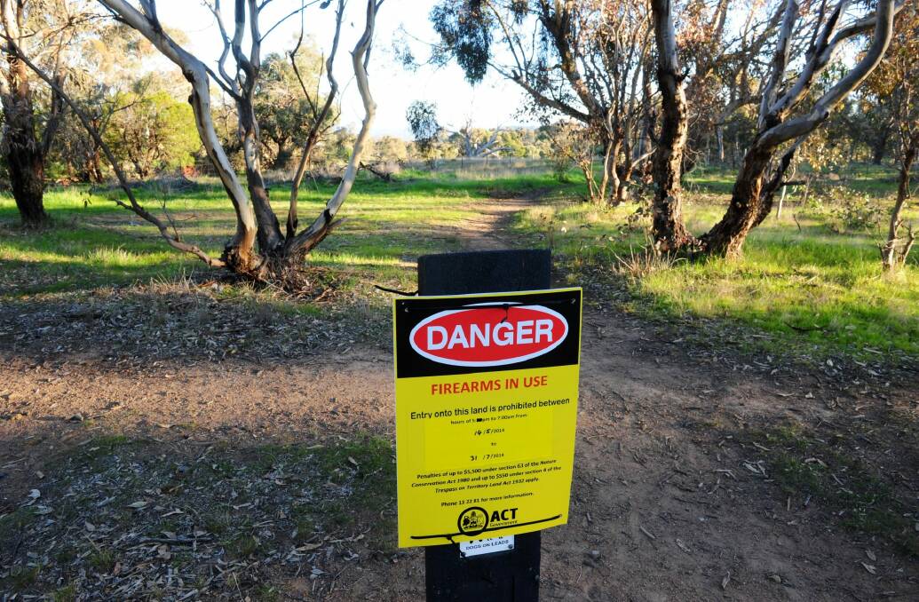 A sign at the Pinnacle nature reserve warning of the kangaroo shoot. Photo: Melissa Adams