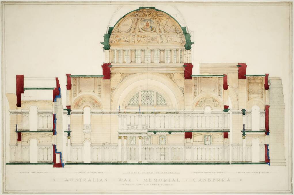One of the 69 designs for the War Memorial design competition. All were knocked back for being too costly. This design was by W.H Buck. Photo: Australian War Memorial