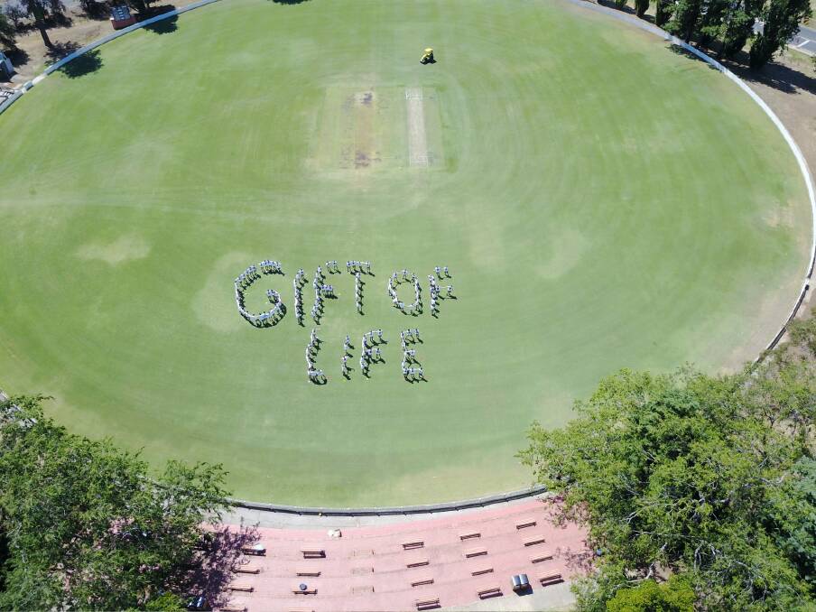 Canberra Grammar School students spell out "Gift of Life'' on the school oval on Friday to promote organ donation. Photo: Supplied