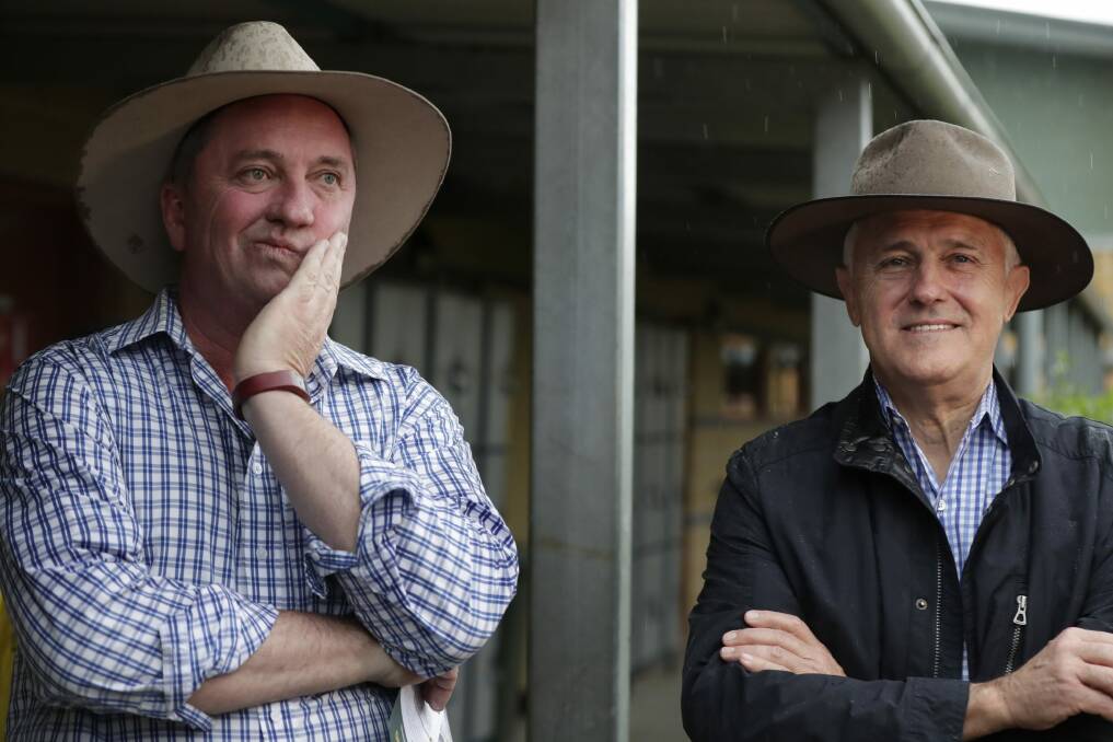 Prime Minister Malcolm Turnbull and Barnaby Joyce in New England this month. Photo: Alex Ellinghausen