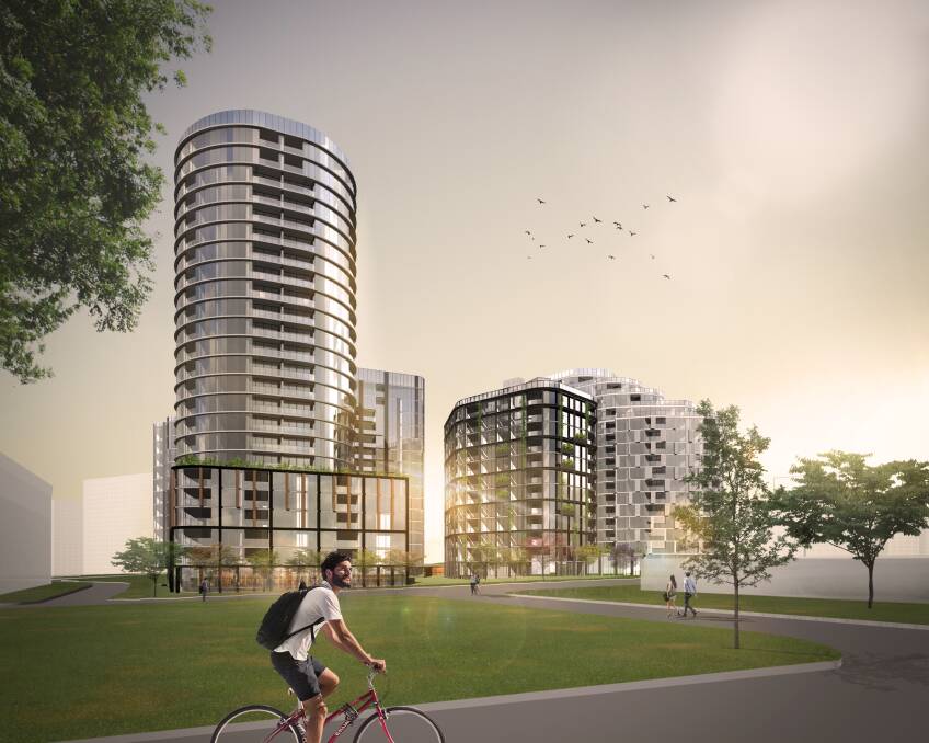 An artist's impression of Geocon's Wova development in Woden, which was approved in September. The developer now wants to tweak the height of one of the complex's four buildings.  Photo: Supplied 
