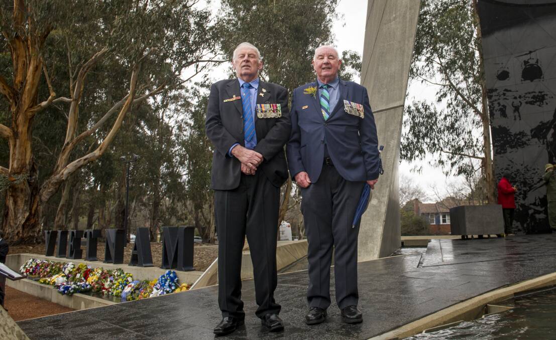 Vietnam veterans, John Kearns and Mick Haxell, remembered the toll the war took on all those that fought in it. Photo: Elesa Kurtz