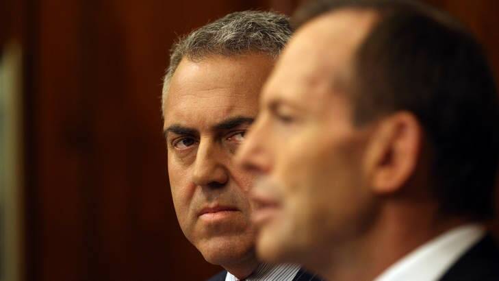 Shadow treasurer Joe Hockey and opposition leader Tony Abbott. Photo: Dominic Lorrimer