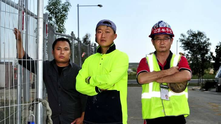 UNHAPPY: John Phillips, former KP Pro contracts manager, KP Pro supervisor Justin Jo and CFMEU representative Chikmann Koh allege workers are being exploited. Photo: Melissa Adams