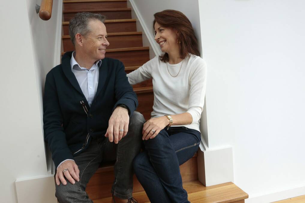 Sunday Times.  Fairfax chief political correspondent Mark Kenny and ABC TV news presenter Virginia Haussegger at home in Griffith. 24  May 2014 Canberra Times photo by Jeffrey Chan. Photo: Jeffrey Chan