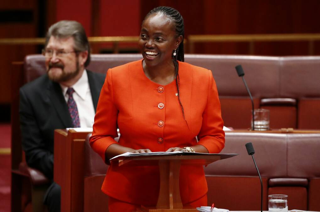 Senator Lucy Gichuhi is threatening to name MPs who she believes bullied colleagues during the Liberal leadership spill. Photo: Alex Ellinghausen