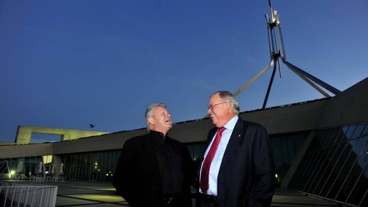 Architect and former partner of MGT,  Ric Thorp and Construction Director David Chandler who helped build Parliament House. Photo: Melissa Adams