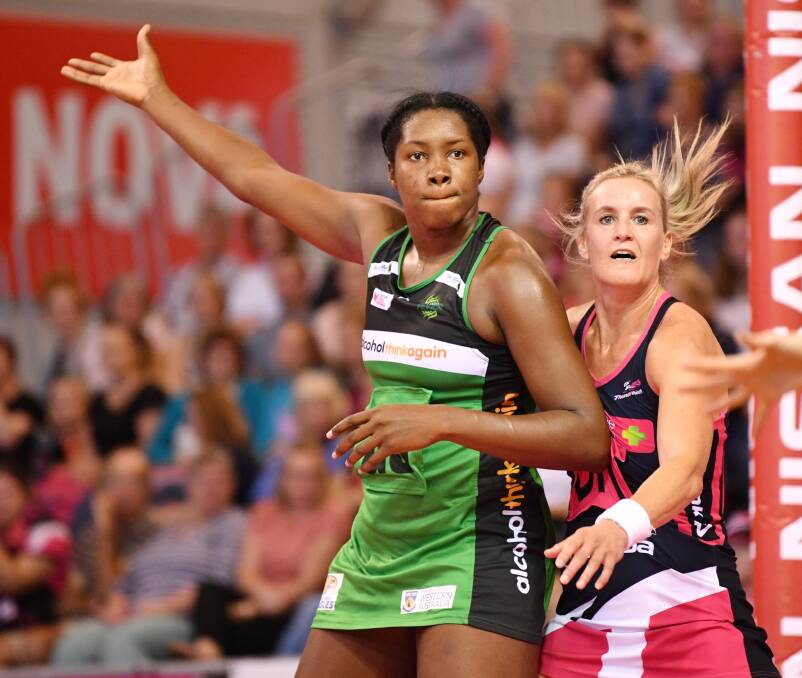 Rich vein of form: West Coast Fever goal shooter Jhaniele Fowler. Photo: AAP